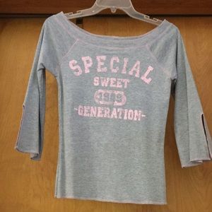 Glitter embellished t shirt with bell sleeves
